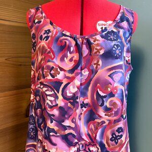 Coldwater Creek Sleeveless Purple Abstract Floral Top - XL